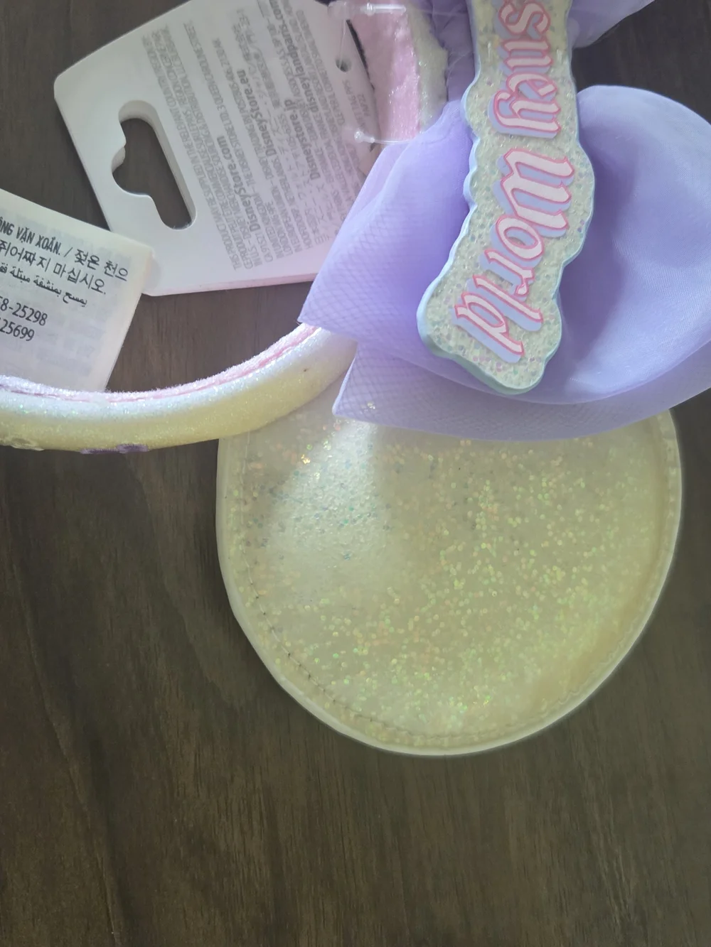 Walt Disney World Sign Pastel Purple Pink and White Shimmer Ears Headband New